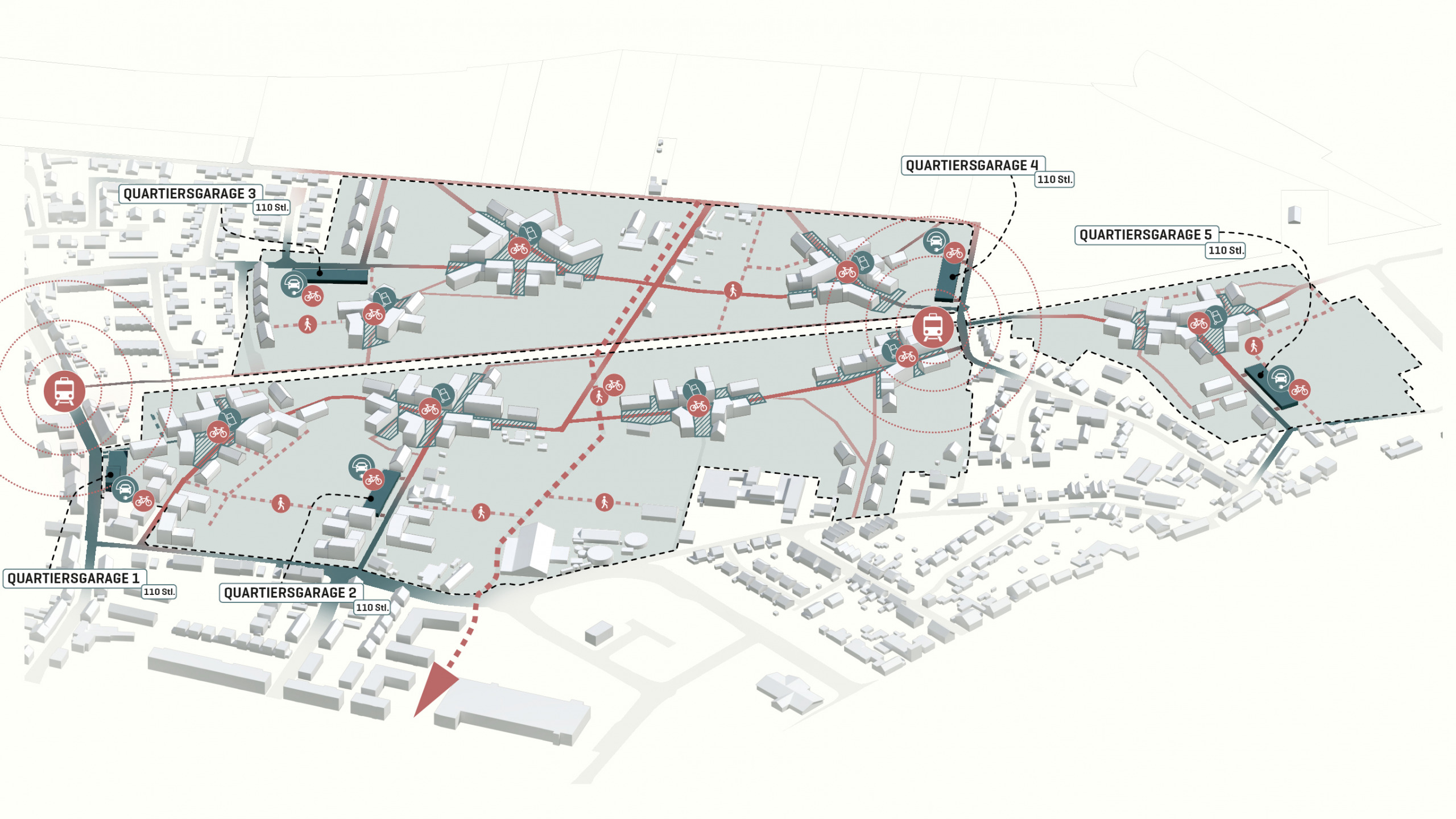Städtebau Meerbusch Hoflandschaft Piktogramm Erschließung