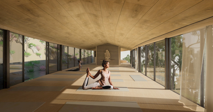 Landschaftsarchitektur Portugal Yoga Perspektive Innenraum